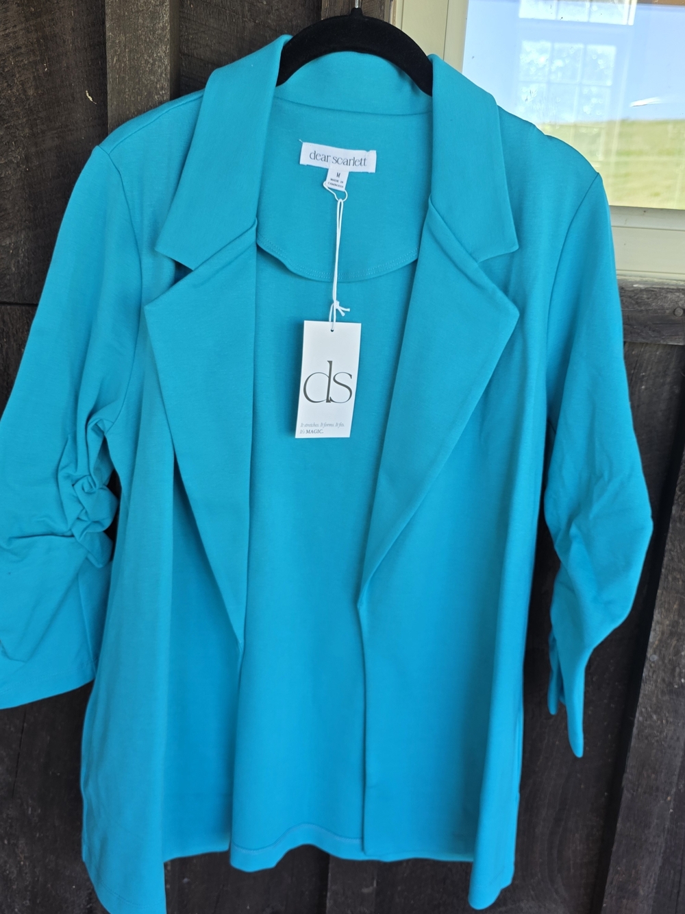 Dear Scarlett Women's Teal Open Front Blazer Jacket - SIZE M